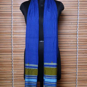 Blue Handloom Kala Cotton Bhujodi Stole - SSEthnics