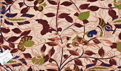 Cream Kalamkari Inspired Screen Print Fabric - SSEthnics