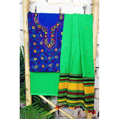 Blue Phulkari Customised Unstitched Suit - SSEthnics