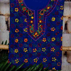 Blue Phulkari Customised Unstitched Suit - SSEthnics