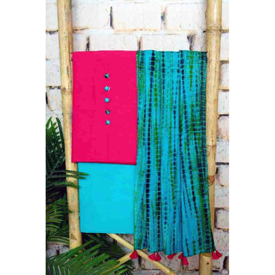 Pink Shibori Customised Unstitched Suit - SSEthnics