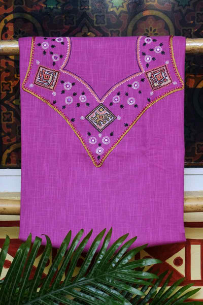 Purple Embroidered Digital Print Dupatta Set - SSEthnics