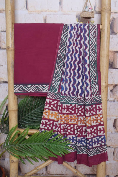 Hand Block Printed Cotton Suit - SSethnics