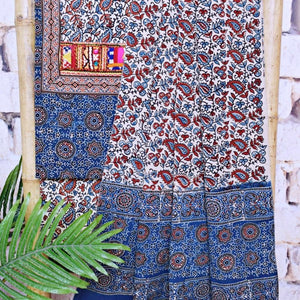 Indigo Ajrakh Block Print Patchwork Suit - SSEthnics