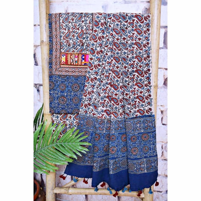 Indigo Ajrakh Block Print Patchwork Suit - SSEthnics