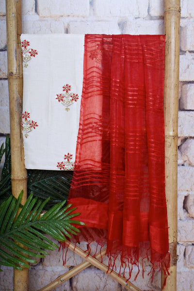 Cream Gota Patti Set with Tissue Dupatta