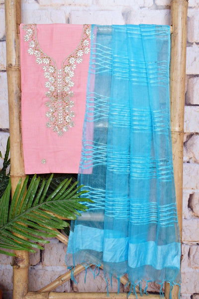 Pink Gota Patti Set with Tissue Dupatta