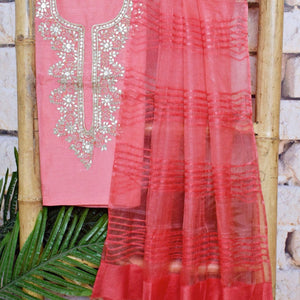 Pink Gota Patti Set with Tissue Dupatta