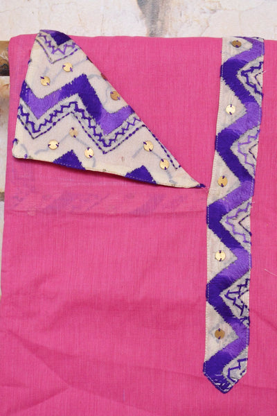 Pink Phulkari Patchwork Kurti Fabric
