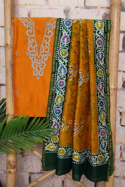 Mustard Maheshwari Silk Customised Suit