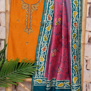 Orange Maheshwari Silk Customised Suit