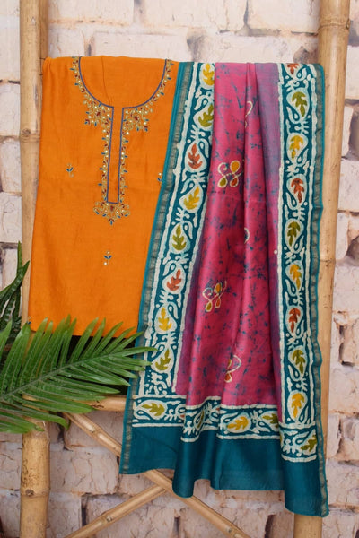 Orange Maheshwari Silk Customised Suit