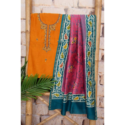 Orange Maheshwari Silk Customised Suit-SSethnics