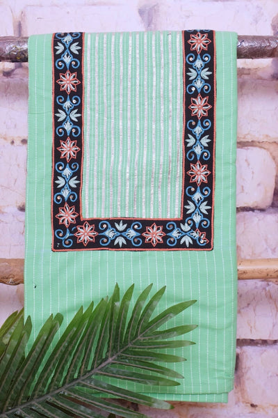 Light Green Cotton Embroidered Customised Set - SSEthnics