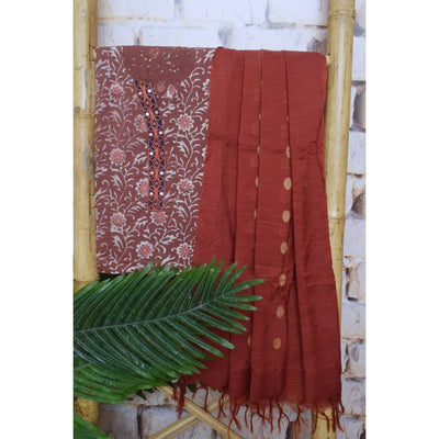 Onion Pink Dabu Cotton Embroidered Customised Set - SSEthnics