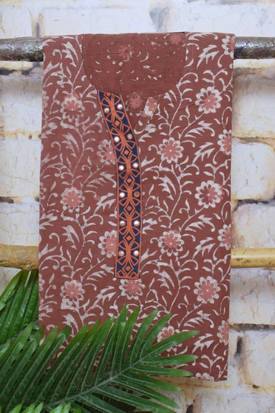 Onion Pink Dabu Cotton Embroidered Customised Set - SSEthnics