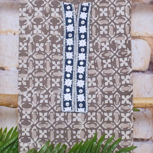 Grey Dabu Cotton Embroidered Customised Set - SSEthnics