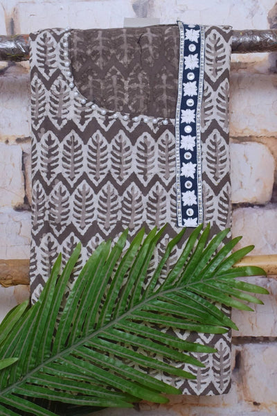 Grey Dabu Cotton Embroidered Customised Set - SSEthnics