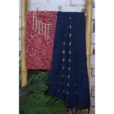 Onion Pink Dabu Cotton Embroidered Customised Set - SSEthnics