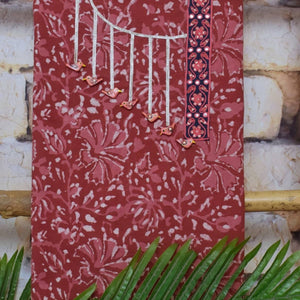 Onion Pink Dabu Cotton Embroidered Customised Set - SSEthnics