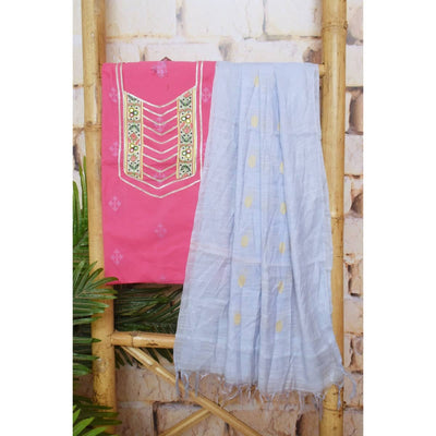 Pink Cotton Embroidered Customised Set - SSEthnics