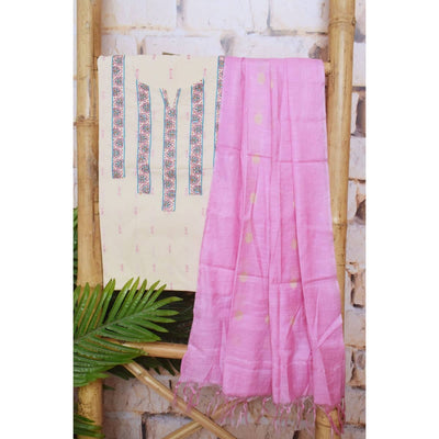 Cream Cotton Embroidered Customised Set - SSEthnics