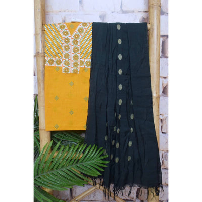 Yellow Cotton Embroidered Customised Set - SSEthnics