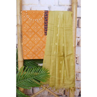 Mustard Dabu Cotton Embroidered Customised Set - SSEthnics