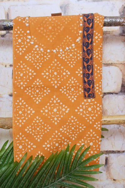 Mustard Dabu Cotton Embroidered Customised Set - SSEthnics