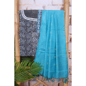 Grey Dabu Cotton Embroidered Customised Set - SSEthnics