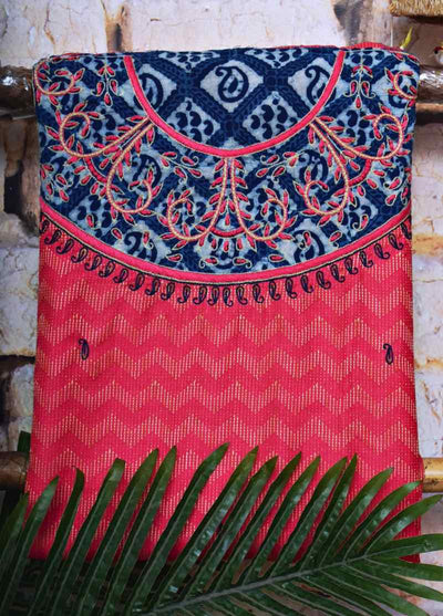 Dark Pink Indigo Cotton Silk Customised Set - SSEthnics