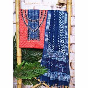 Red Indigo Cotton Silk Customised Set - SSEthnics