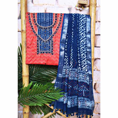Red Indigo Cotton Silk Customised Set - SSEthnics
