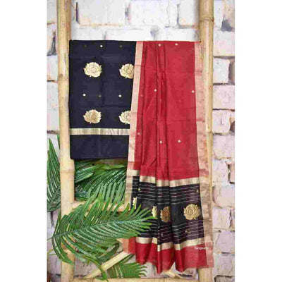 Handloom Chanderi Silk Unstitched Suit - SSEthnics