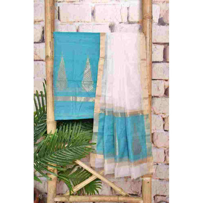 Handloom Chanderi Silk Unstitched Suit - SSEthnics