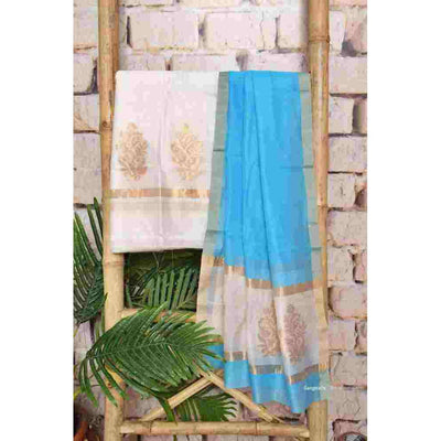 Handloom Chanderi Silk Unstitched Suit - SSEthnics