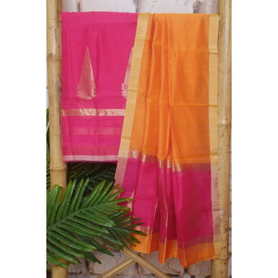 Handloom Chanderi Silk Unstitched Suit - SSEthnics