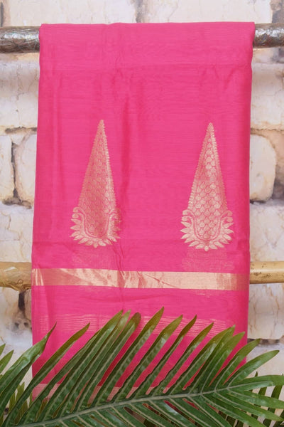 Handloom Chanderi Silk Unstitched Suit - SSEthnics