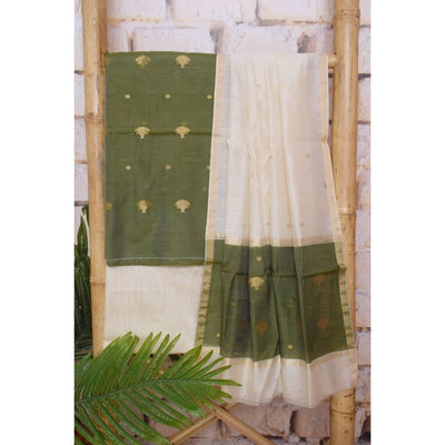 Handloom Chanderi Silk Unstitched Suit - SSEthnics