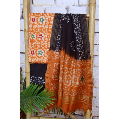 Blue Cotton Indonesian Inspired Kalam Batik Two Piece Suit - SSEthnics