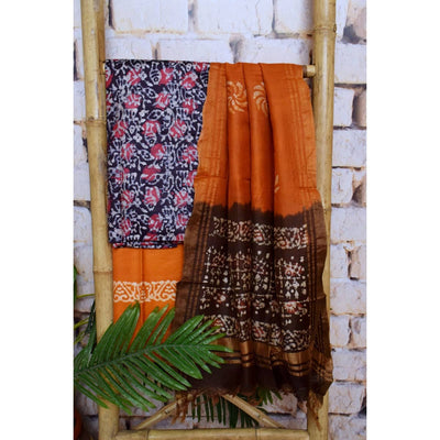 Blue Cotton Indonesian Inspired Kalam Batik Two Piece Suit - SSEthnics