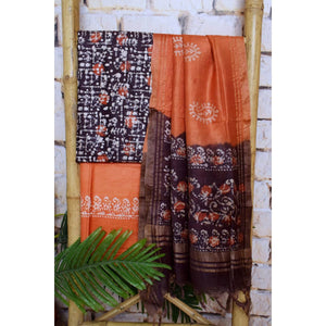 Blue Cotton Indonesian Inspired Kalam Batik Two Piece Suit - SSEthnics