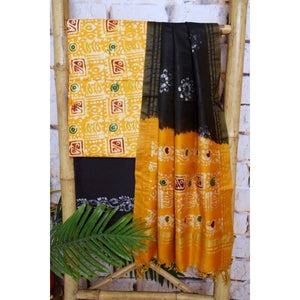 Blue Cotton Indonesian Inspired Kalam Batik Two Piece Suit - SSEthnics