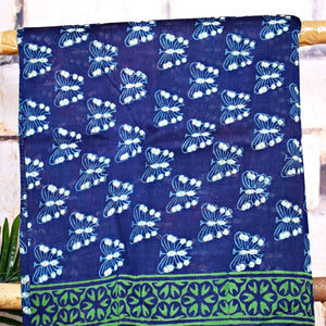 Blue Chanderi Silk Indigo Unstitched Suit - SSEthnics