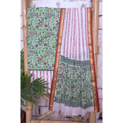 Black Jaipuri Cotton Block Print Suit - SSEthnics