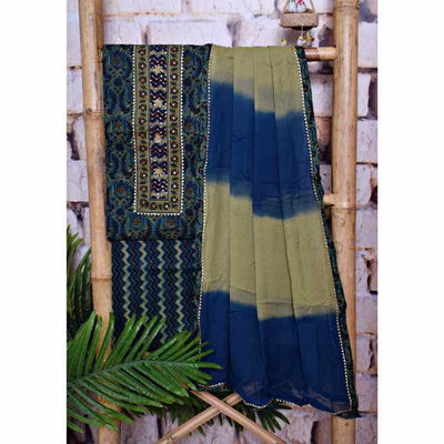 Green Cotton Customised Jaipuri Block Print Set - SSEthnics