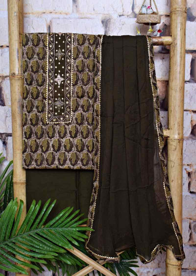 Green Cotton Customised Jaipuri Block Print Set - SSEthnics