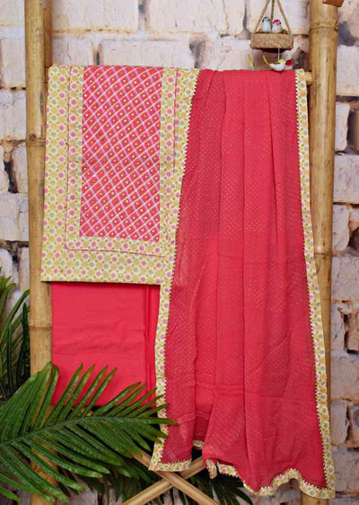 Cream Cotton Customised Jaipuri Block Print Set - SSEthnics