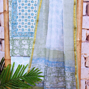 Green Jaipuri Block Print Suit with Kota Dupatta