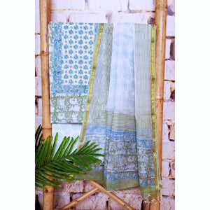 Green Jaipuri Block Print Suit with Kota Dupatta